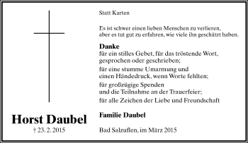 Anzeige  Horst Daubel  Lippische Landes-Zeitung
