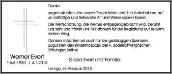 Anzeige  Werner Evert  Lippische Landes-Zeitung