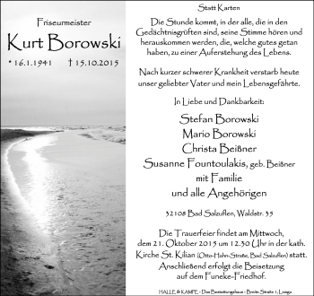 Anzeige  Kurt Borowski  Lippische Landes-Zeitung