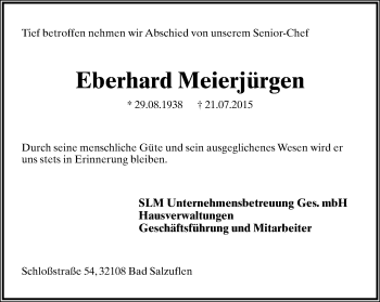 Anzeige  Eberhard Meierjürgen  Lippische Landes-Zeitung