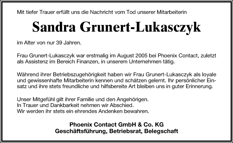  Traueranzeige für Sandra Grunert-Lukasczyk vom 27.02.2015 aus Lippische Landes-Zeitung