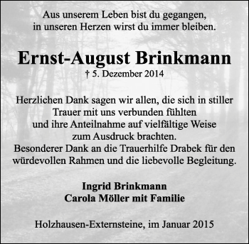 Anzeige  Ernst-August Brinkmann  Lippische Landes-Zeitung