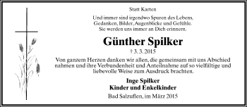 Anzeige  Günter Spilker  Lippische Landes-Zeitung