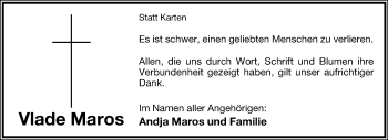 Anzeige  Vlade Maros  Lippische Landes-Zeitung