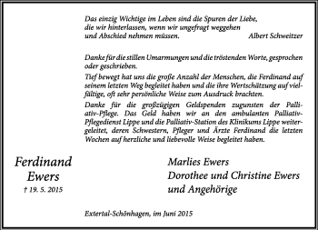 Anzeige  Ferdinand Ewers  Lippische Landes-Zeitung