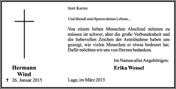 Anzeige  Hermann Wind  Lippische Landes-Zeitung