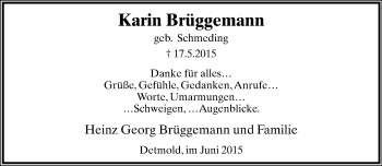 Anzeige  Karin Brüggemann  Lippische Landes-Zeitung