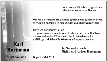 Anzeige  Karl Hartmann  Lippische Landes-Zeitung
