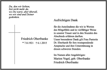 Anzeige  Friedrich Oberfranke  Lippische Landes-Zeitung