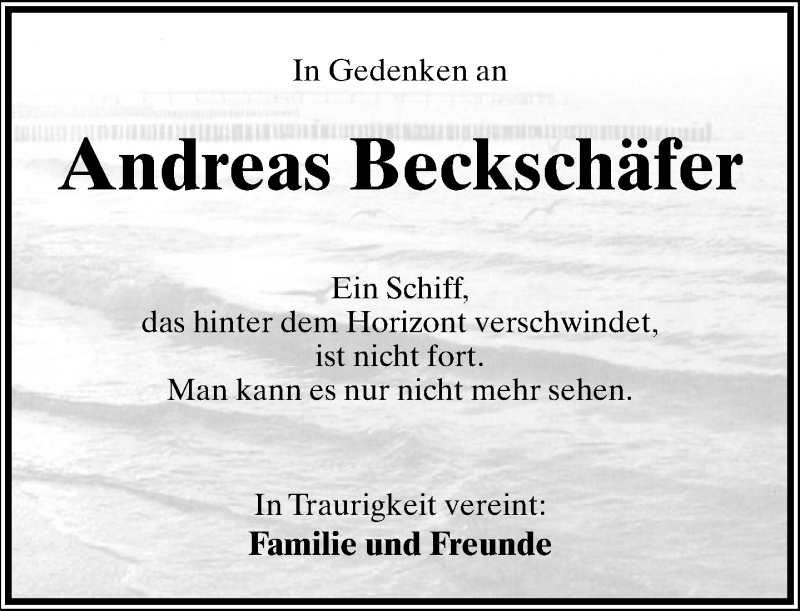  Traueranzeige für Andreas Beckschäfer vom 15.04.2015 aus Lippische Landes-Zeitung