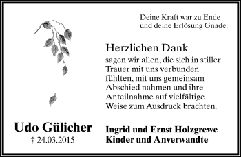 Anzeige  Udo Gülicher  Lippische Landes-Zeitung
