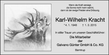 Anzeige  Karl-Wilhelm Kracht  Lippische Landes-Zeitung