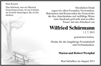 Anzeige  Wilfried Schürmann  Lippische Landes-Zeitung