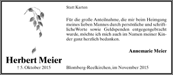 Anzeige  Herbert Meier  Lippische Landes-Zeitung
