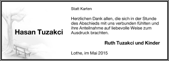 Anzeige  Hasan Tuzakci  Lippische Landes-Zeitung