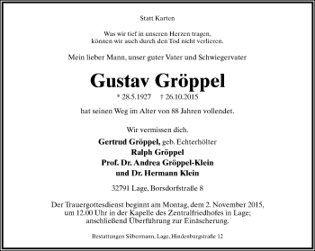 Anzeige  Gustav Gröppel  Lippische Landes-Zeitung