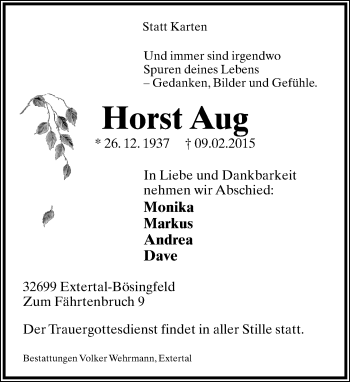 Anzeige  Horst Aug  Lippische Landes-Zeitung