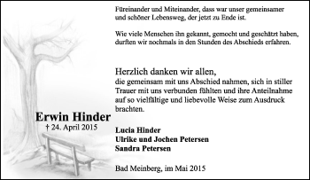 Anzeige  Erwin Hinder  Lippische Landes-Zeitung