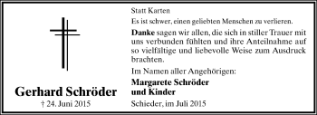 Anzeige  Gerhard Schröder  Lippische Landes-Zeitung