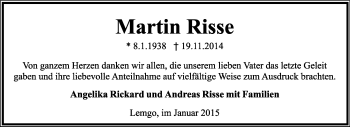 Anzeige  Martin Risse  Lippische Landes-Zeitung