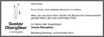 Anzeige  Gustav Obergöker  Lippische Landes-Zeitung