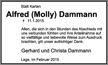 Anzeige  Alfred Dammann  Lippische Landes-Zeitung