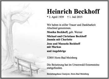 Anzeige  Heinrich Beckhoff  Lippische Landes-Zeitung