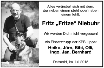 Anzeige  Fritz Niebuhr  Lippische Landes-Zeitung
