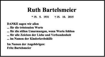 Anzeige  Ruth Bartelsmeier  Lippische Landes-Zeitung