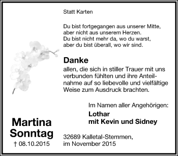 Anzeige  Martina Sonntag  Lippische Landes-Zeitung