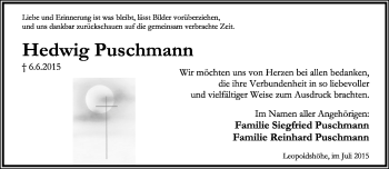 Anzeige  Hedwig Puschmann  Lippische Landes-Zeitung