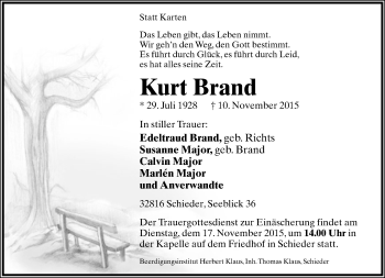 Anzeige  Kurt Brand  Lippische Landes-Zeitung