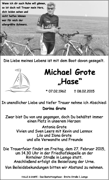 Anzeige  Michael Grote  Lippische Landes-Zeitung