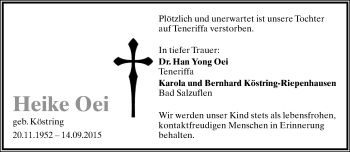 Anzeige  Heike Oei  Lippische Landes-Zeitung