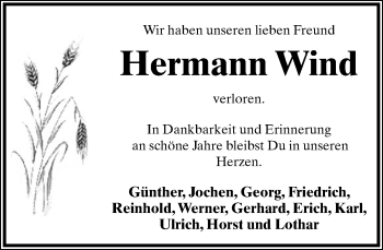 Anzeige  Hermann Wind  Lippische Landes-Zeitung