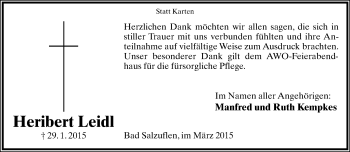 Anzeige  Heribert Leidl  Lippische Landes-Zeitung