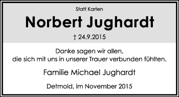 Anzeige  Norbert Jughardt  Lippische Landes-Zeitung