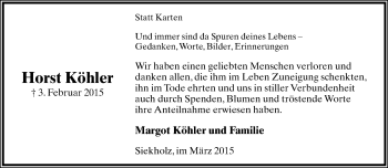 Anzeige  Horst Köhler  Lippische Landes-Zeitung
