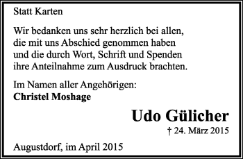 Anzeige  Udo Gülicher  Lippische Landes-Zeitung