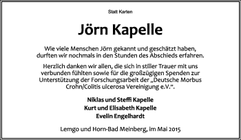 Anzeige  Jörn Kapelle  Lippische Landes-Zeitung