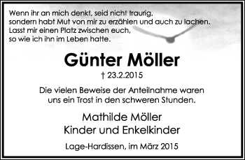 Anzeige  Günter Möller  Lippische Landes-Zeitung