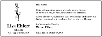 Anzeige  Lisa Ehlert  Lippische Landes-Zeitung