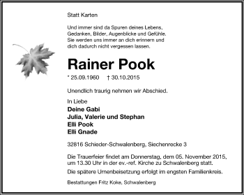 Anzeige  Rainer Pook  Lippische Landes-Zeitung
