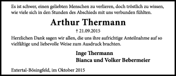 Anzeige  Arthur Thermann  Lippische Landes-Zeitung