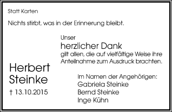 Anzeige  Herbert Steinke  Lippische Landes-Zeitung