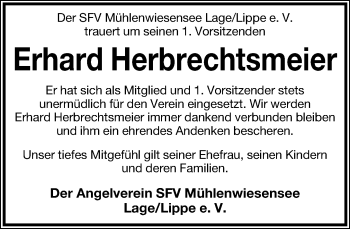 Anzeige  Erhard Herbrechtsmeier  Lippische Landes-Zeitung