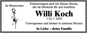 Anzeige  Willi Koch  Lippische Landes-Zeitung