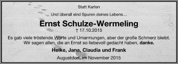 Anzeige  Ernst Schulze-Wermeling  Lippische Landes-Zeitung