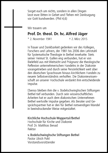Anzeige  Alfred Jäger  Lippische Landes-Zeitung