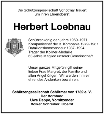 Anzeige  Herbert Loebnau  Lippische Landes-Zeitung